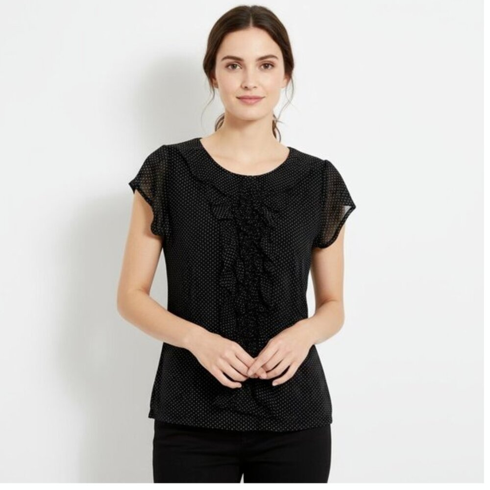 Victoria’s Secret Moda International Polka Dot Chiffon Vintage Blouse Size M